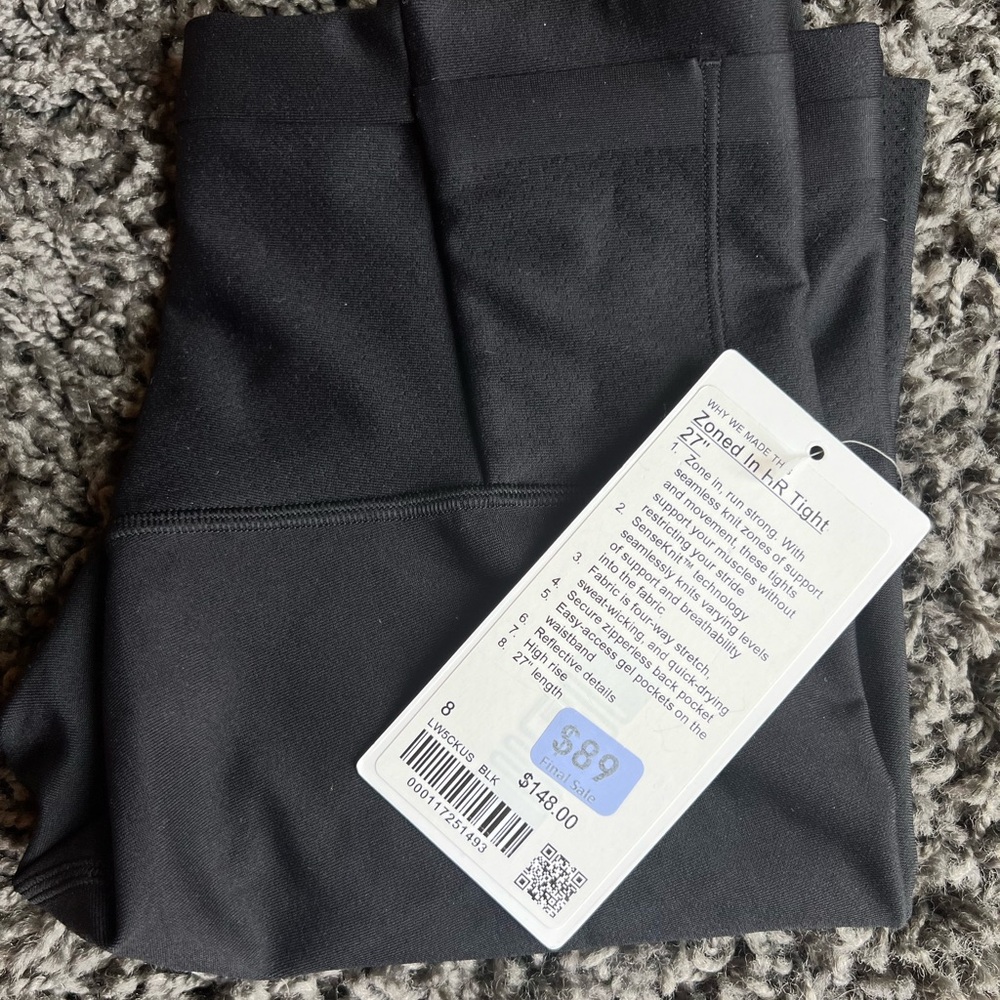 Lululemon Zoned In HR Tight 27”